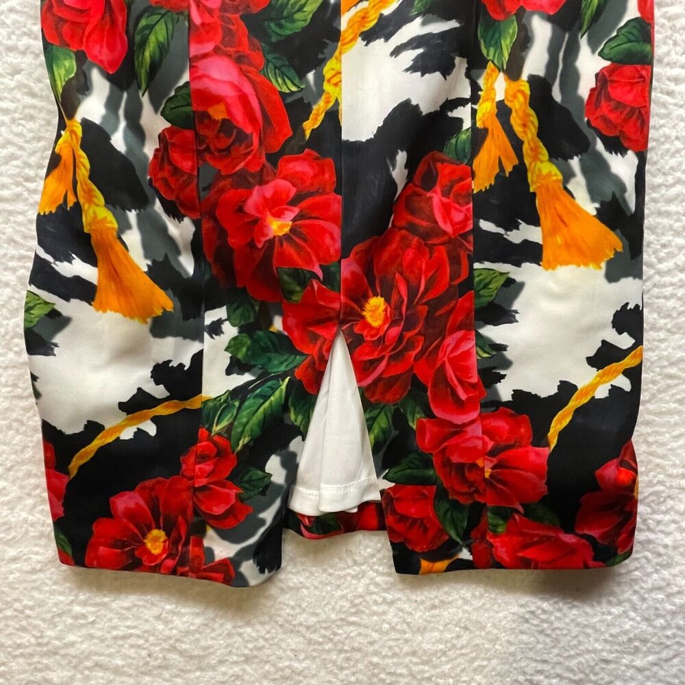Alexia Admor Womens Dress 2 Red Green Floral V Neck Sheath Sleeveless Lined New - Picture 7 of 14